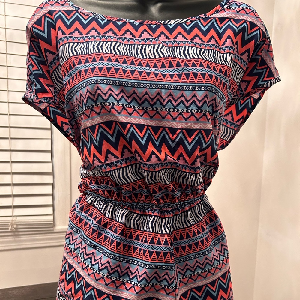 Stevie Lindsay Plus Size Romper Print Short Sleeve